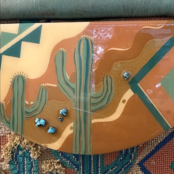 Moonbag by Patricia Smith Designs Southwestern Cactus Hand Painted 1980s Vintage - Picture 2 of 12